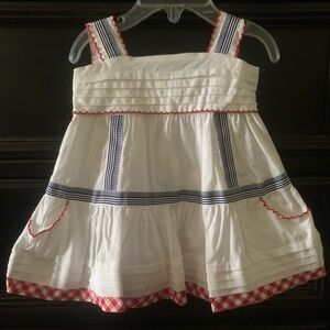 MonnaLisa White Dress with Red and Blue Details